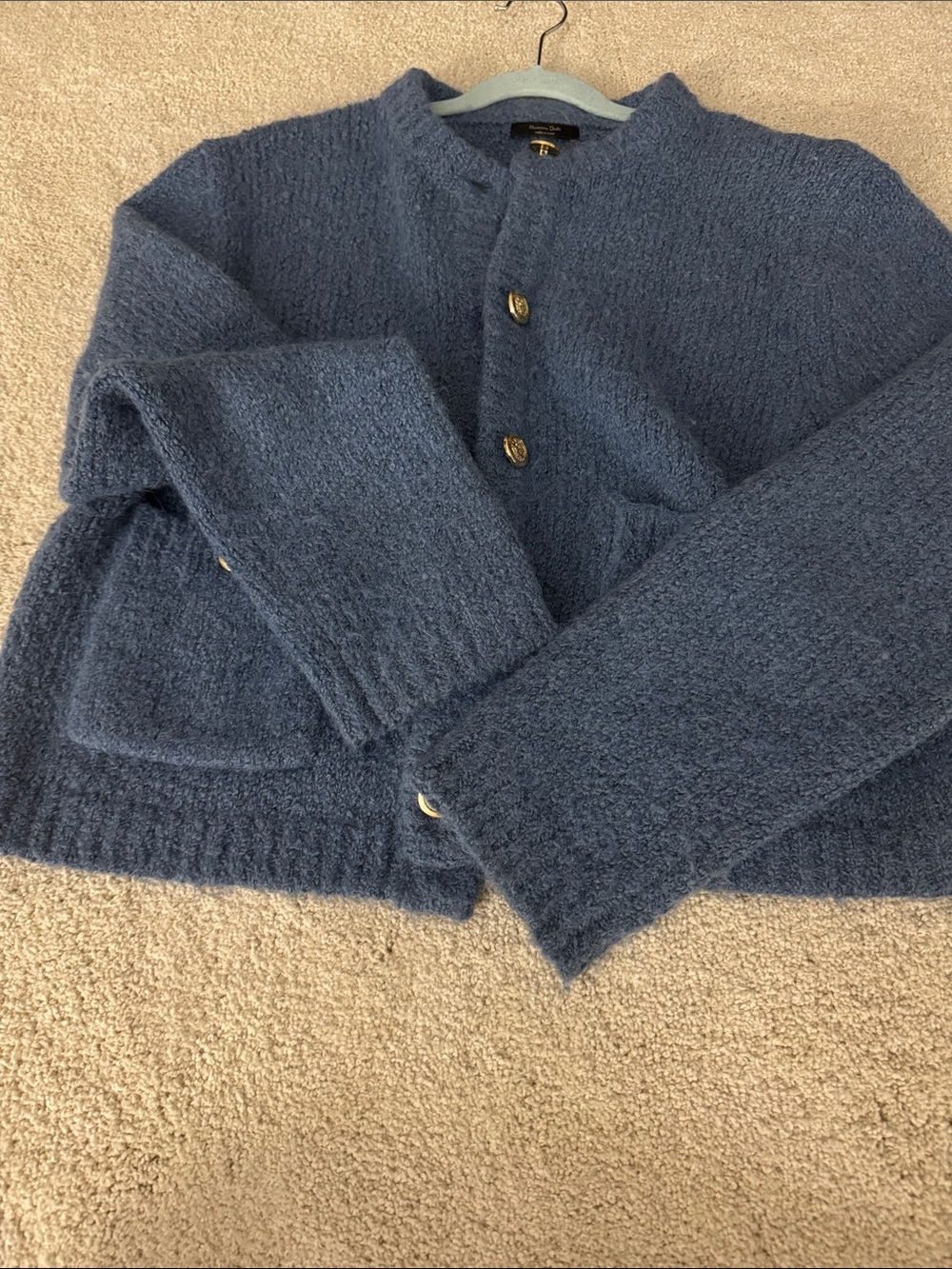 Massimo Dutti Blue Knit Button-Front Kids Cardigan - Picture 5 of 6